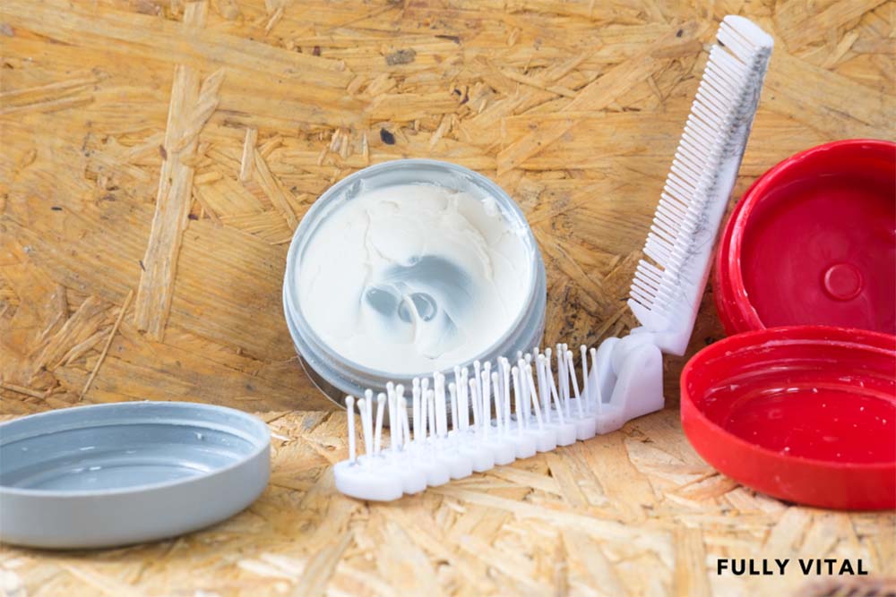 Hair wax and a comb